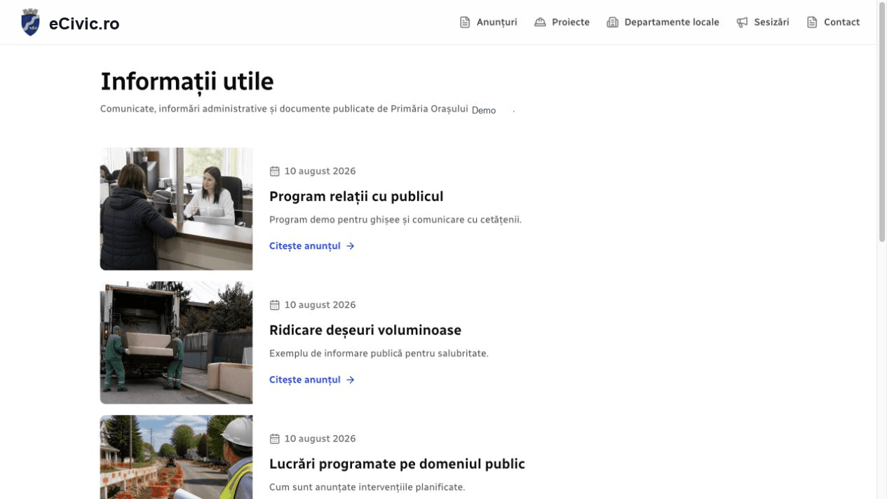 Lista publică de informații utile eCivic