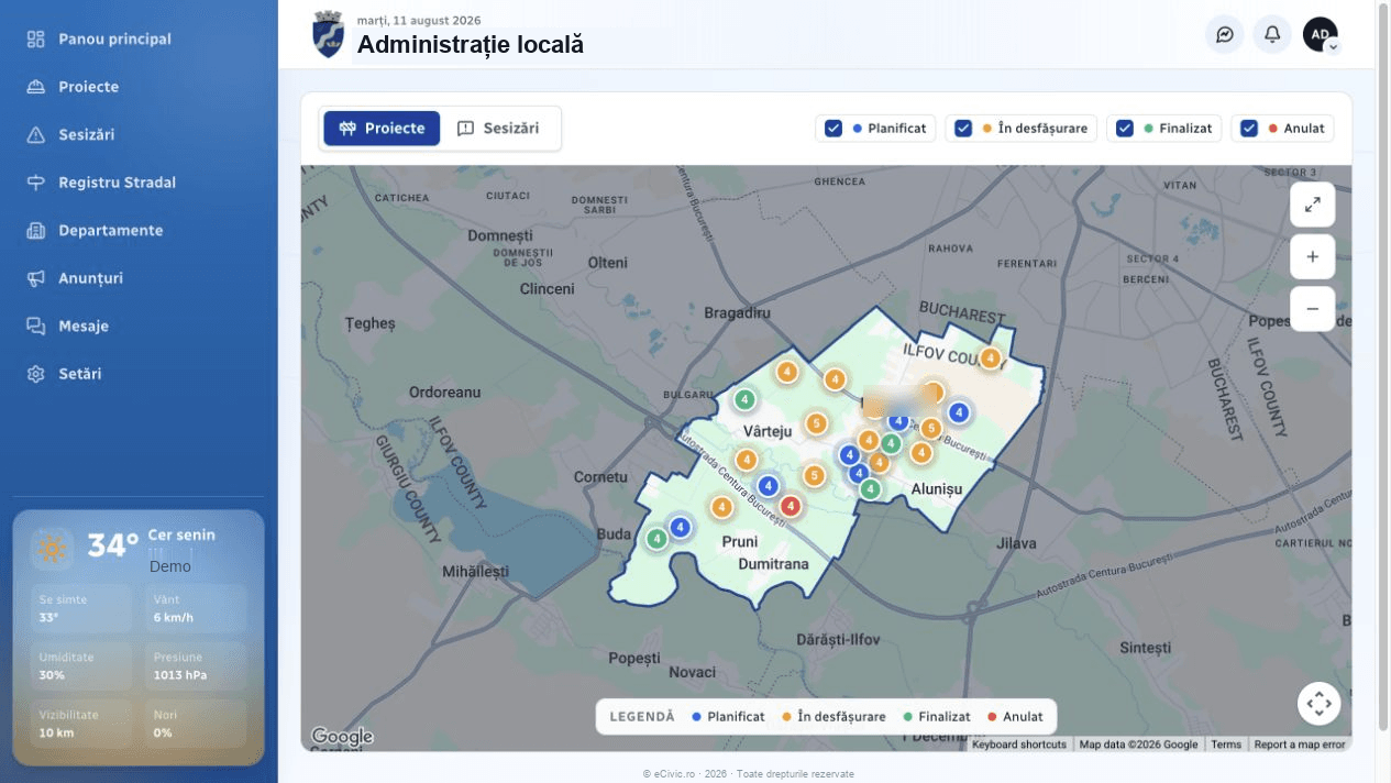Instanță eCivic demonstrativă în operare