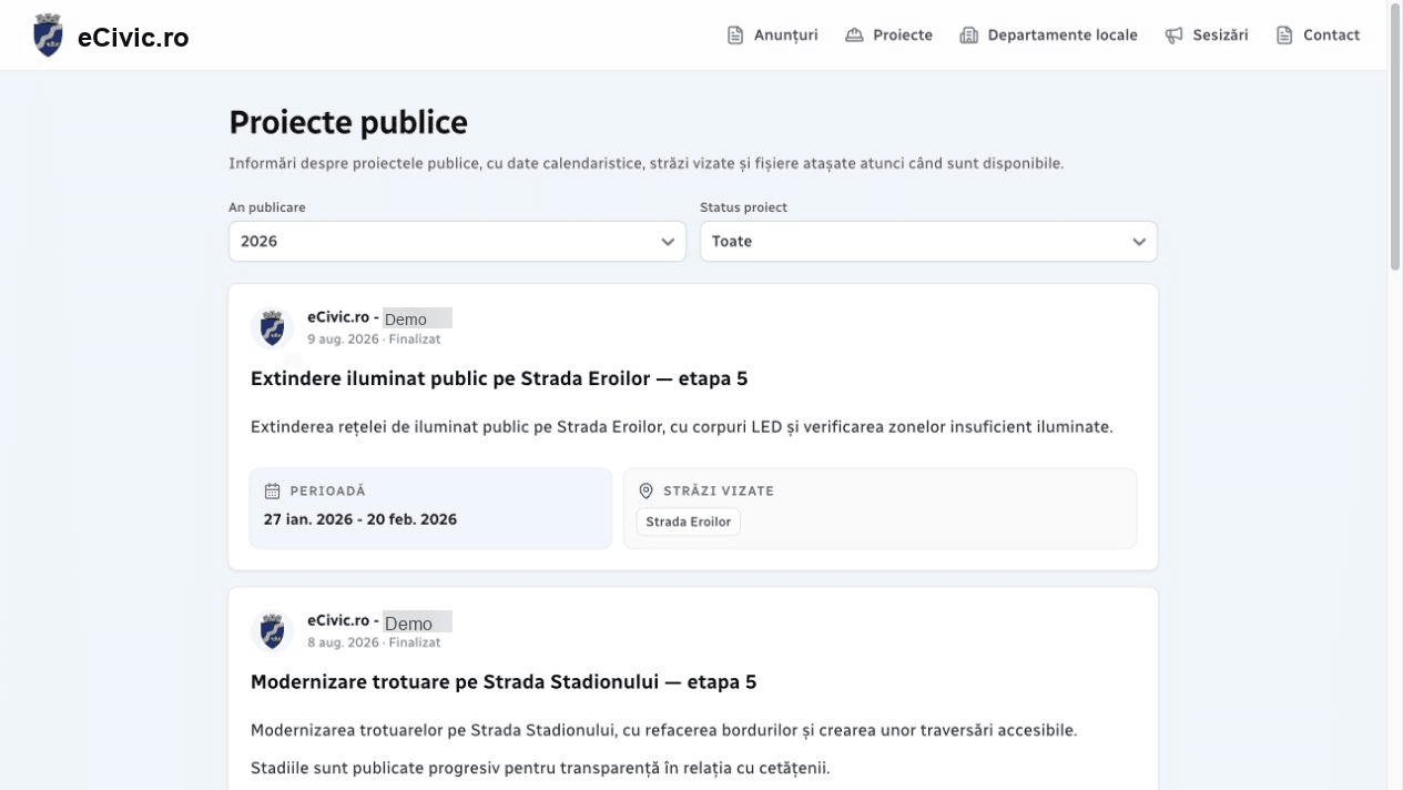 Lista proiectelor publice eCivic